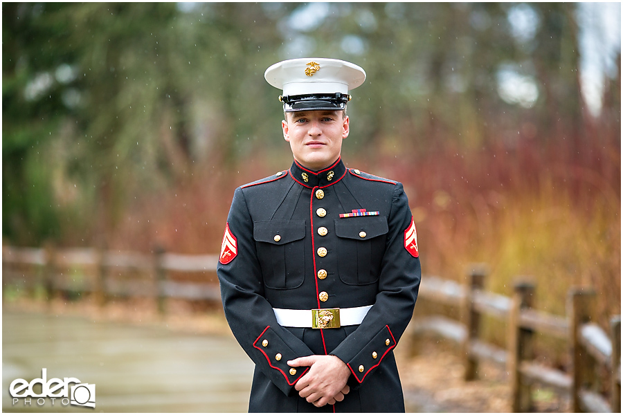 Military wedding portraits of groom