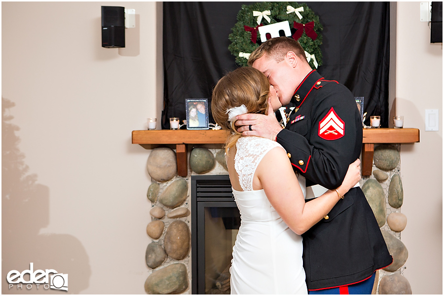 First kiss at home wedding