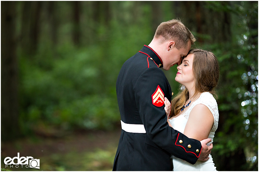 Destination wedding portraits of military wedding