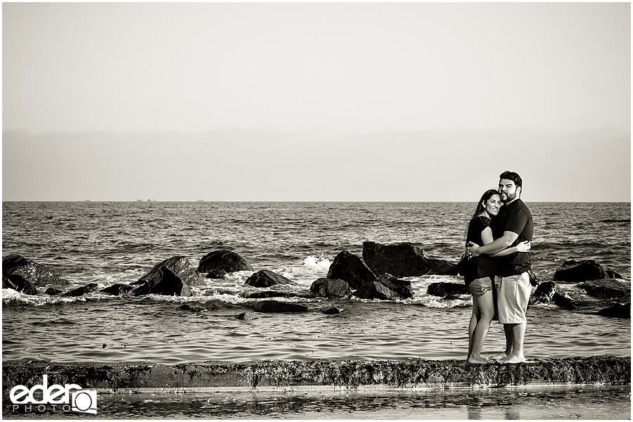 Hotel Del Coronado Engagement Session photography in black and white