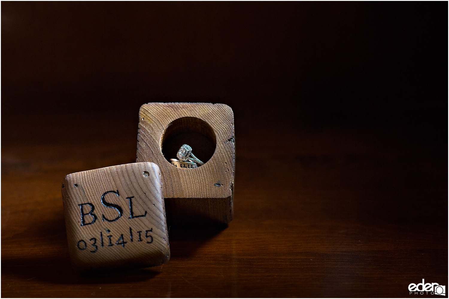 Heritage Park wedding details - monogram ring box