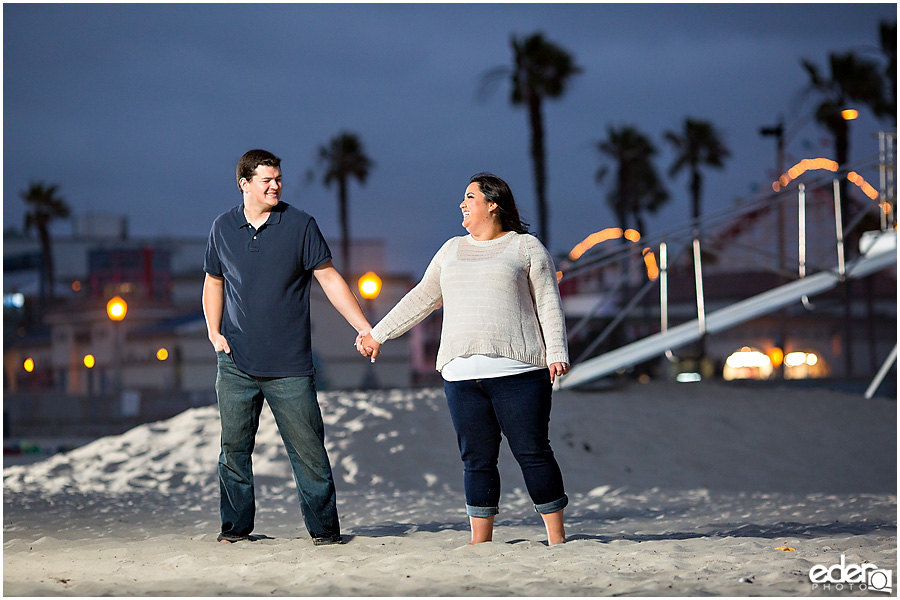 Belmont Park Engagement Session on the beach