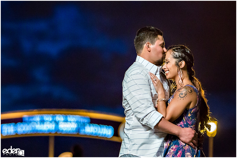 Coronado Ferry Landing Engagement Session at night