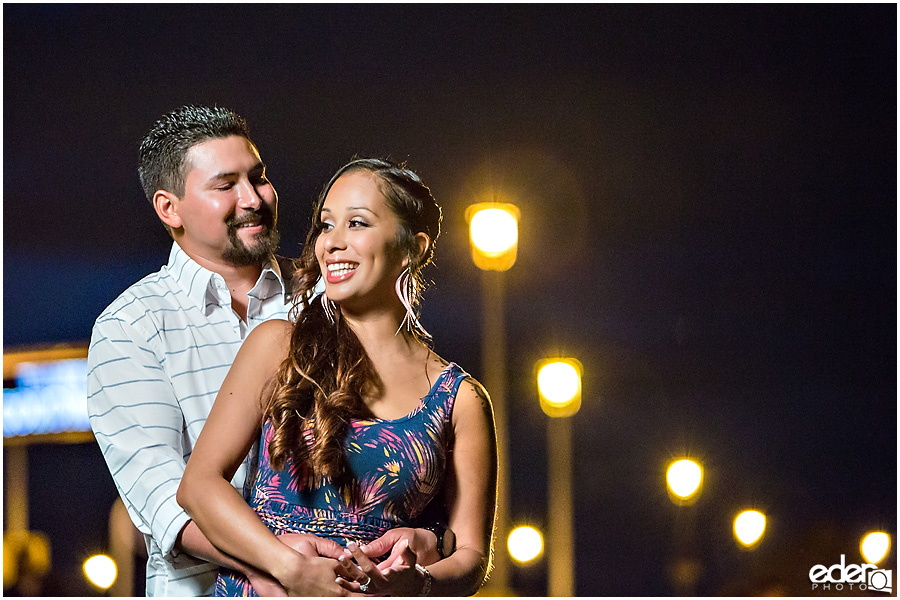 Coronado Ferry Landing Engagement Session at night