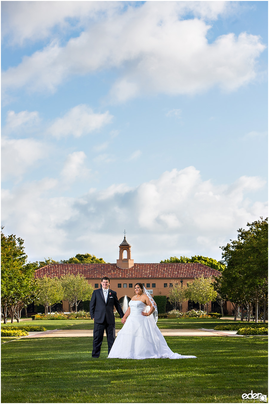 Liberty Station Wedding - portrait with clouds