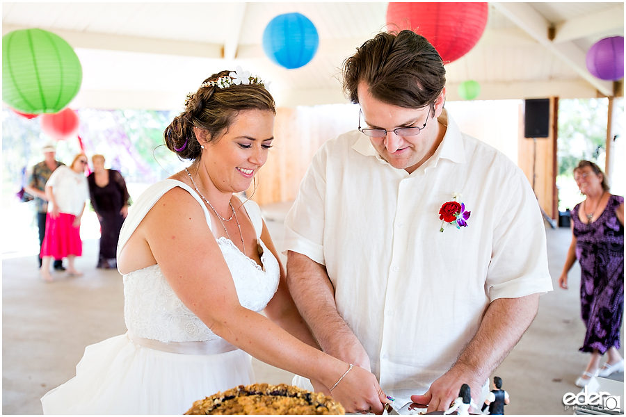 San Dieguito Park Wedding Reception Pie Cutting