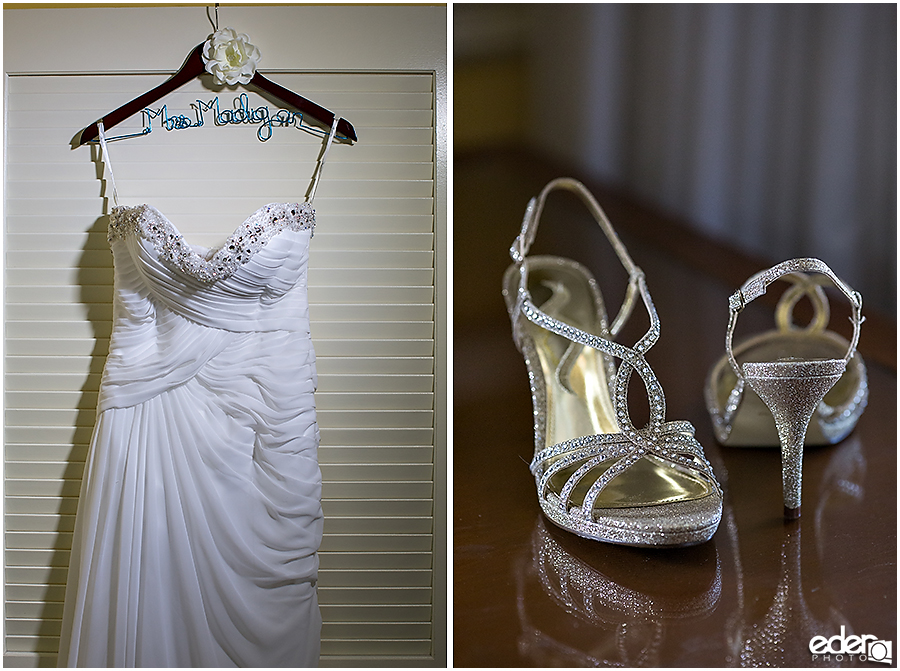 Wedding dress and wedding shoes