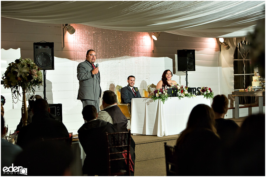 Green Gables Wedding Reception toasts