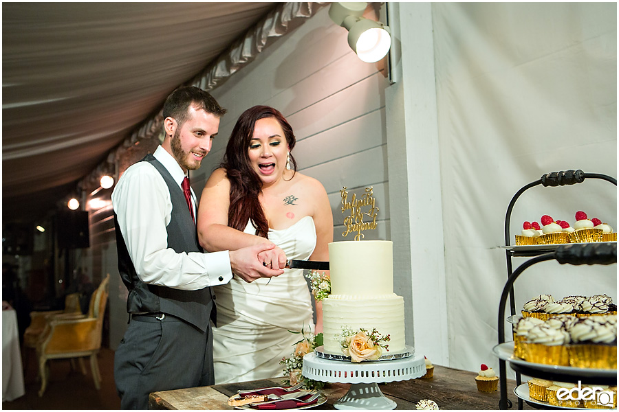 Green Gables Wedding Reception cake cutting