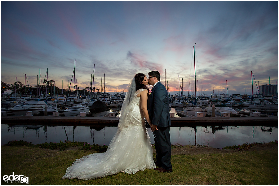 Sunset portraits during reception at Marina Village Wedding venue