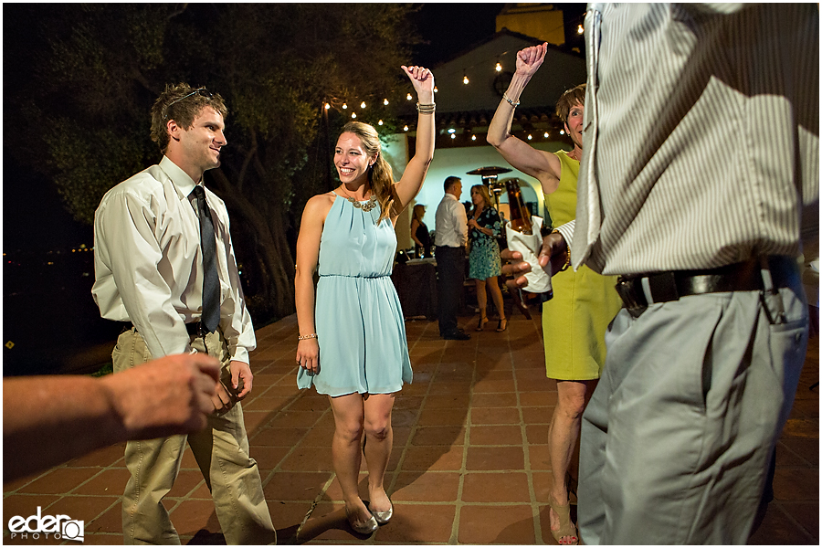 Dancing at Junipero Serra Museum wedding in Old Town San Diego.