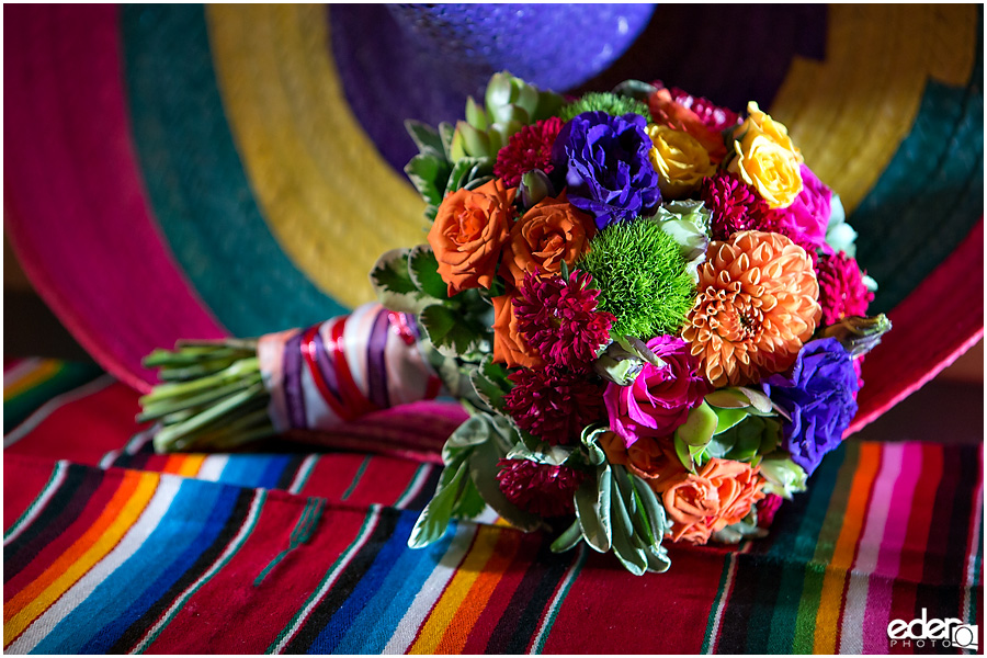 Colorful Mexican-Inspired wedding bouquet.