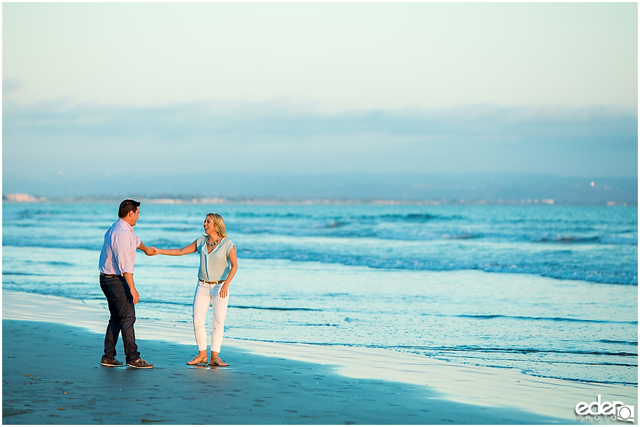 Sunset engagement photos on beach in Coronado, CA