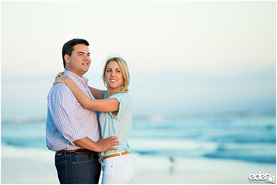 Sunset engagement photos on beach in Coronado, CA