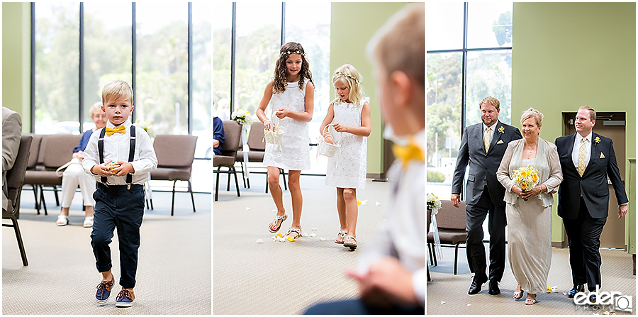 Small church wedding photography flower girls.