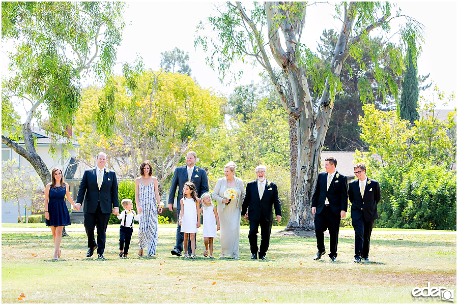 Wedding photography, family portraits in a San Diego park.