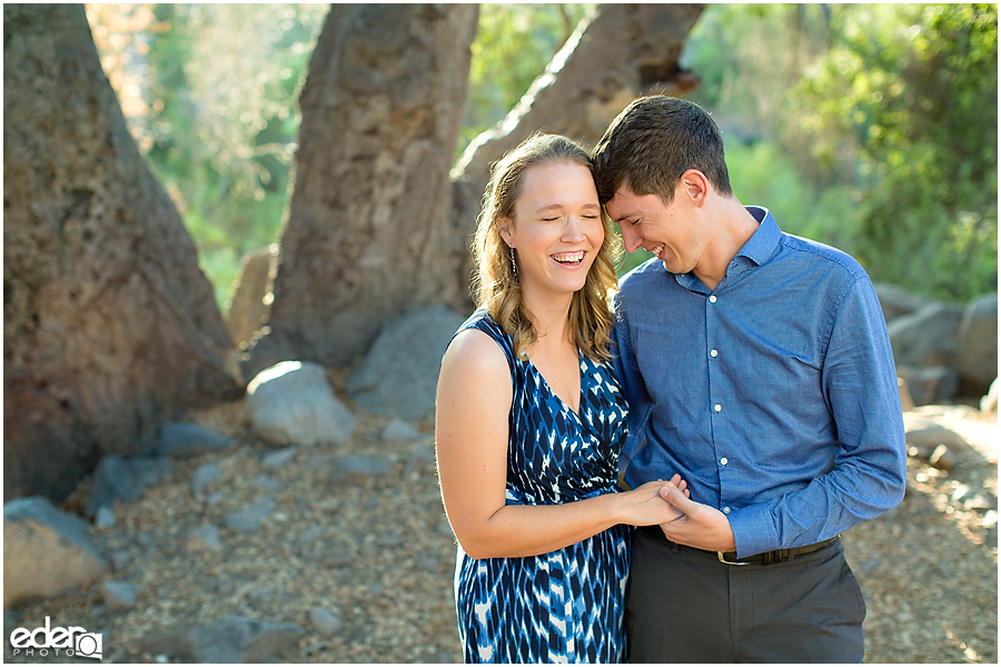 Mission Trails Engagement Session under trees.