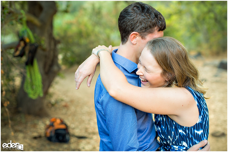 Mission Trails Engagement Session rock climbing.