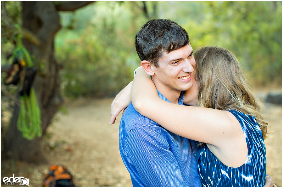 Mission Trails Engagement Session rock climbing.