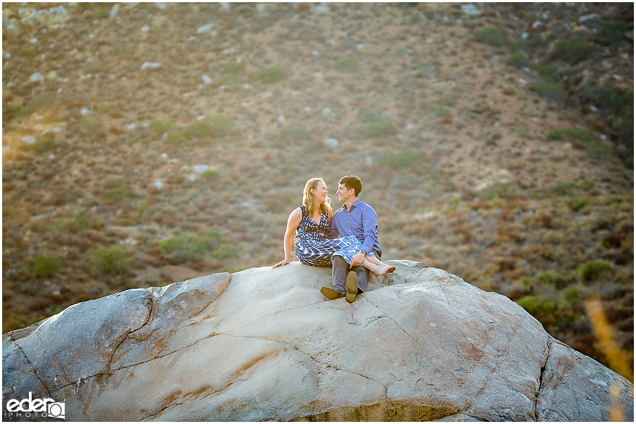 Mission Trails Engagement Session photo on top of a big rock.