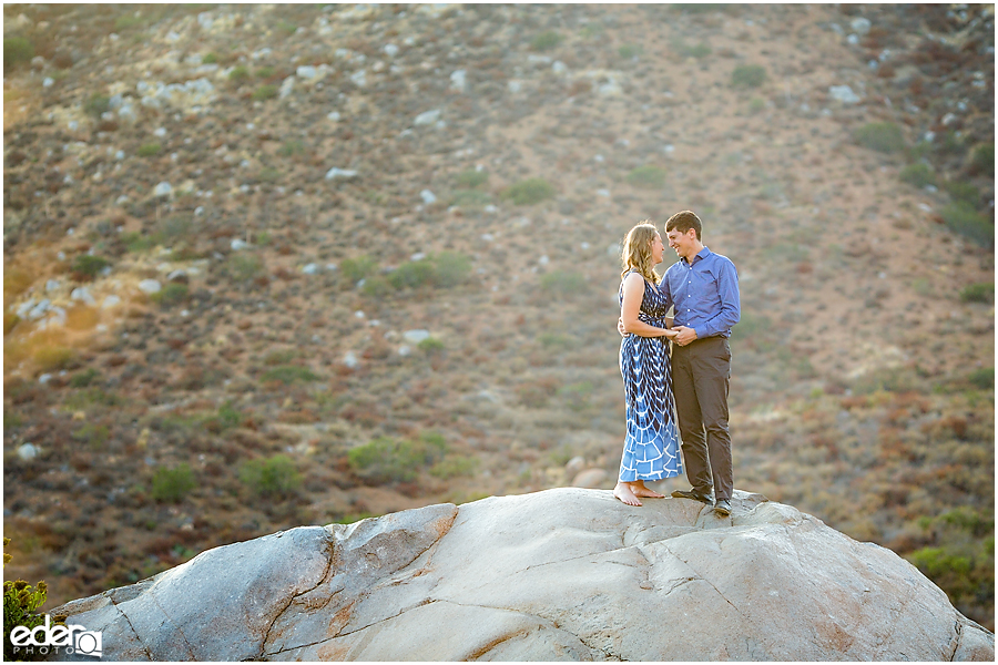 Mission Trails Engagement Session on top of a big rock.