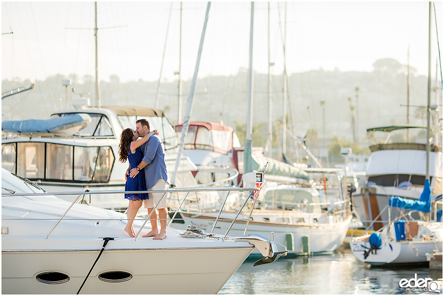 Point Loma Engagement Session on a boat