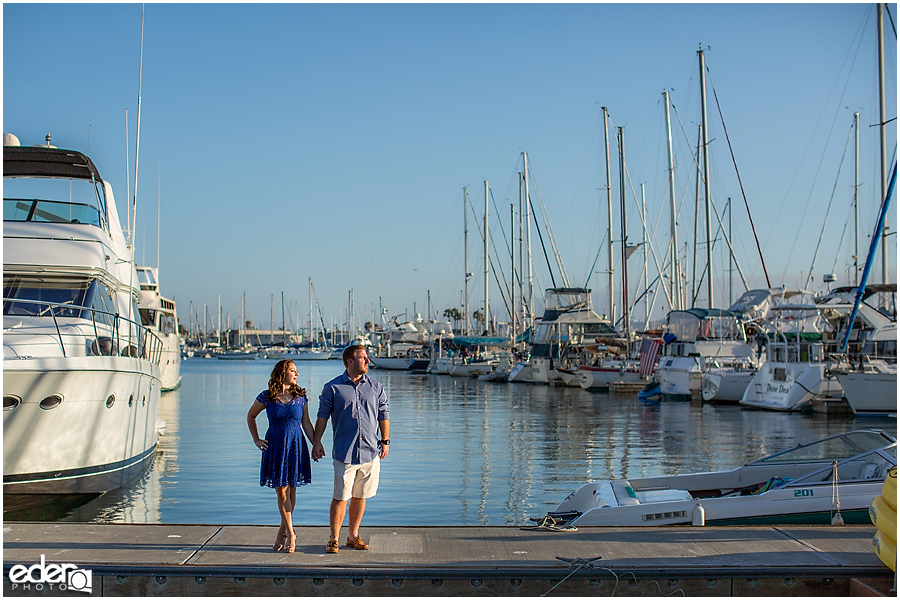 Standing on the dock for an engagement session in San Diego. 