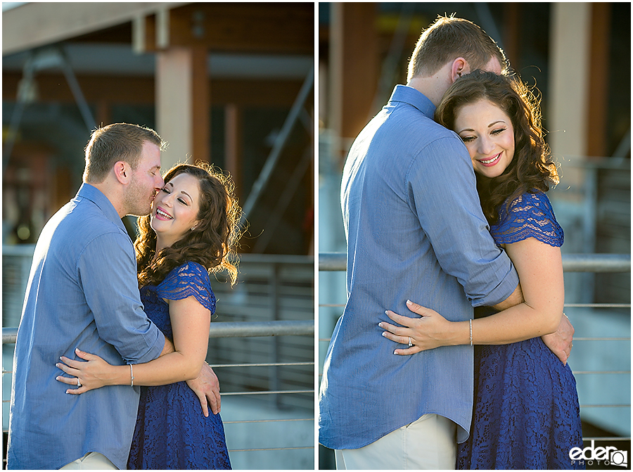 Hugs and kisses during engagement session.