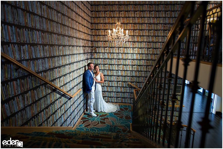 Bride and groom photographed at Kona Kai Resort.