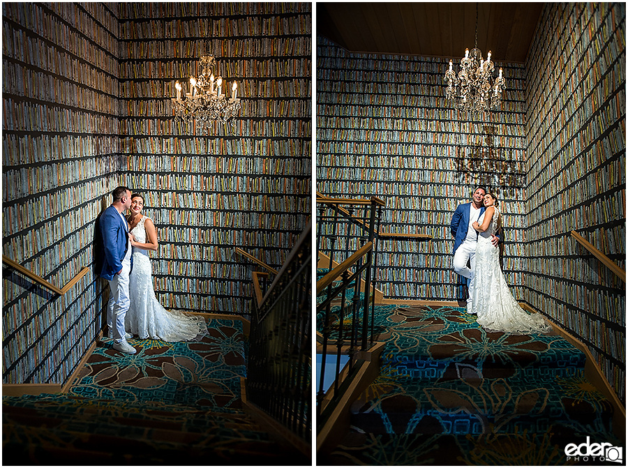 Bride and groom photographed at Kona Kai Resort.