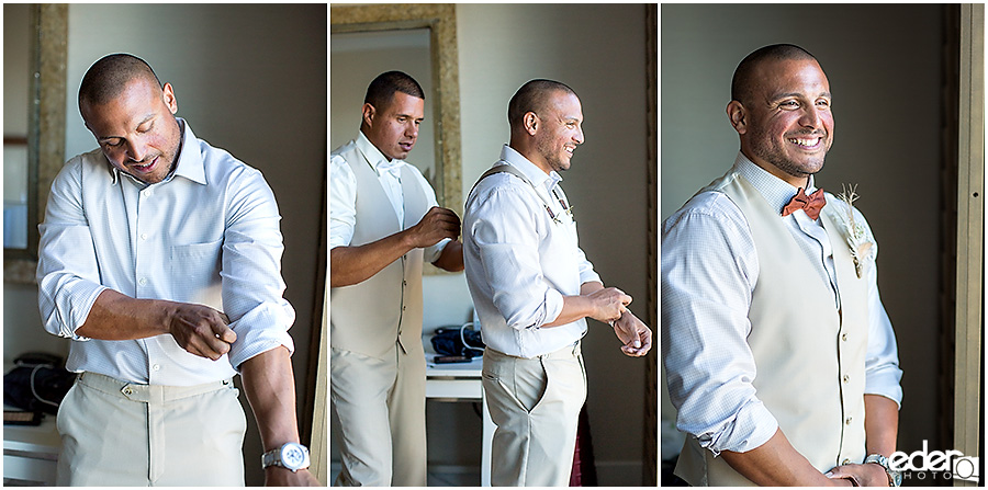 Groom getting ready photos for Point Loma Wedding