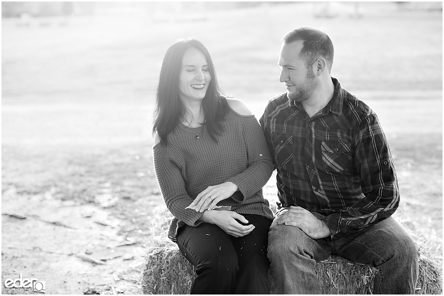 Black and white engagement photo