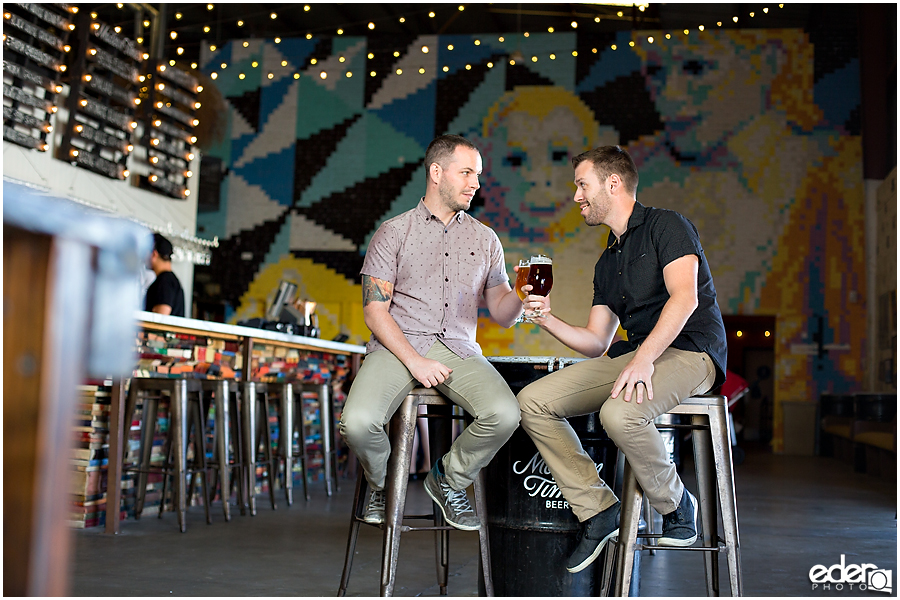 Cheers to love with craft beer engagement session.