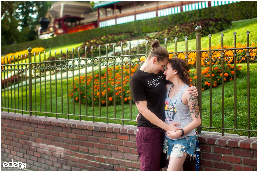 Portrait at main gate at Disneyland.