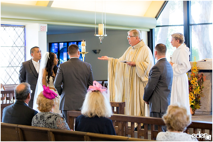 Wedding ceremony at All Hallows Catholic Church