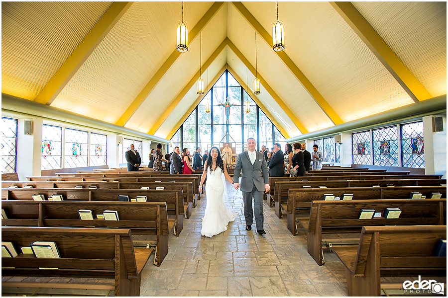 Wedding recessional at All Hallows Catholic Church