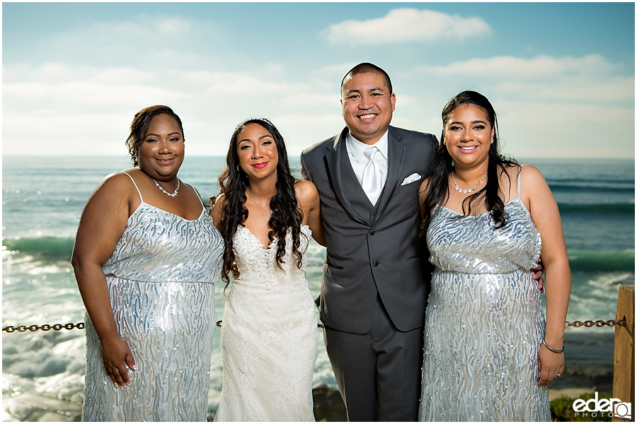 La Jolla wedding photography of bridal party. 