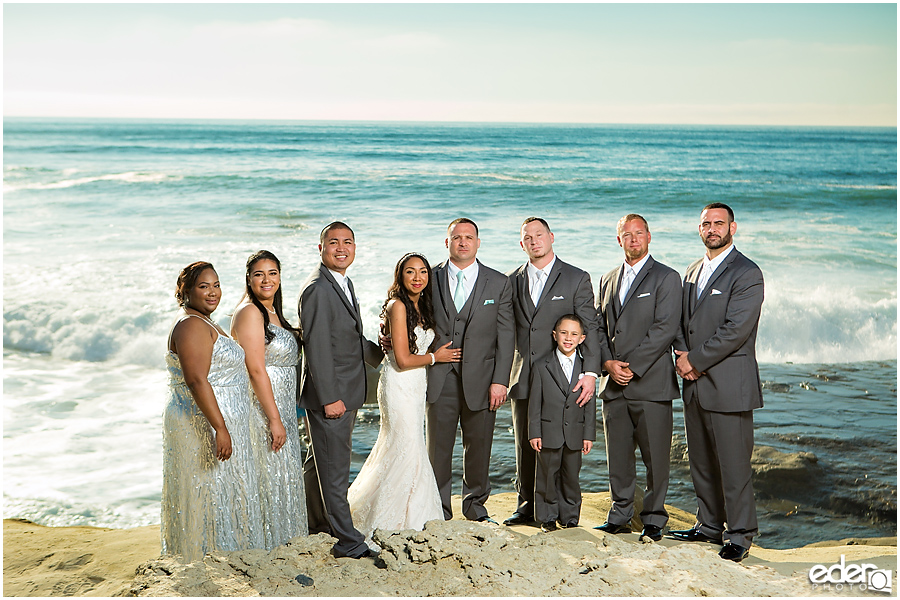 Wedding party photos at the beach. 