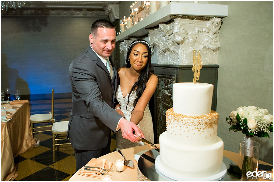 Cake Cutting in Crystal Ballroom Wedding Reception