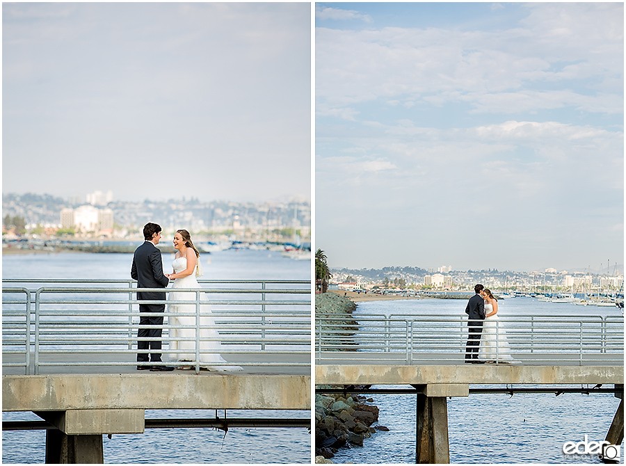 Bride and groom at Shelter Island in San Diego.