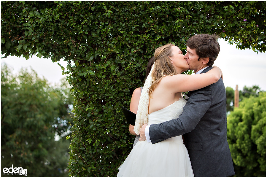 First Kiss at Thursday Club Wedding Ceremony