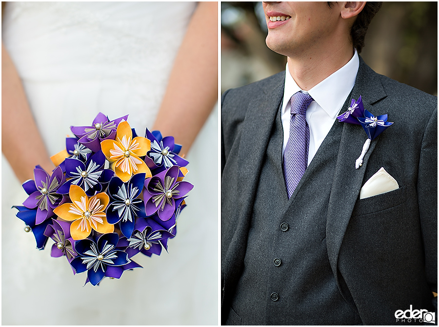 Paper flower details at Point Loma Wedding