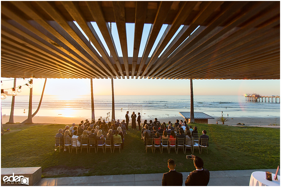 Wide angle view of ceremony at Scripps Seaside Forum.