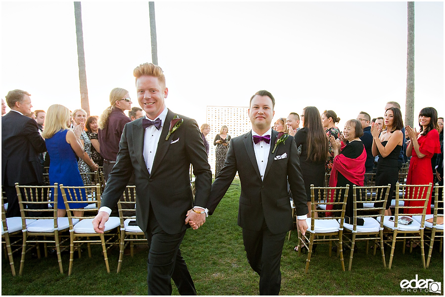 Gay wedding at Scripps Seaside Forum.