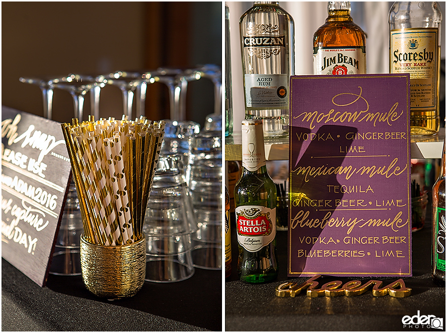 Wedding Bar Decor at Scripps Seaside Forum.