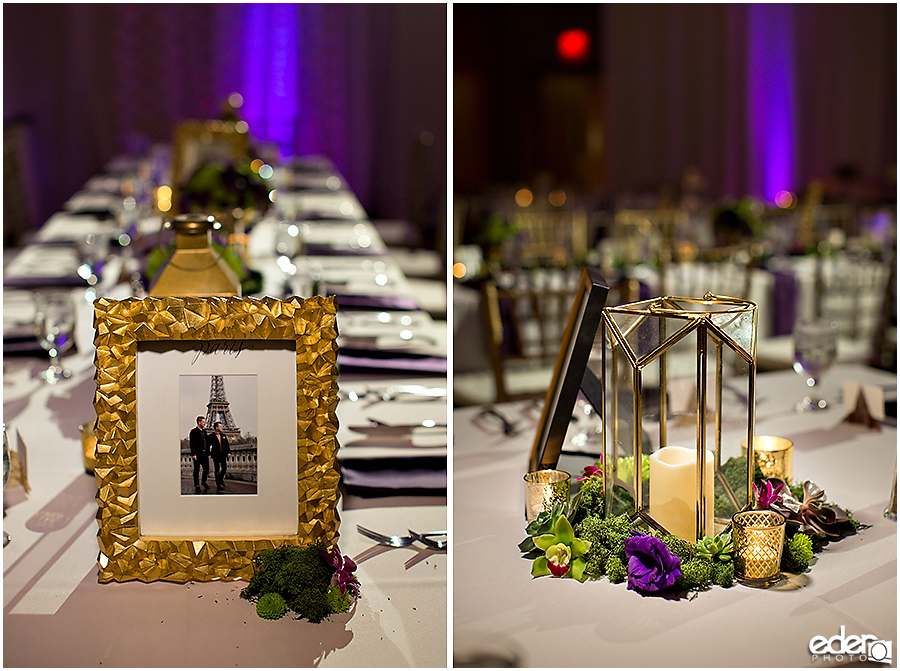 Scripps Seaside Forum wedding reception decor. 