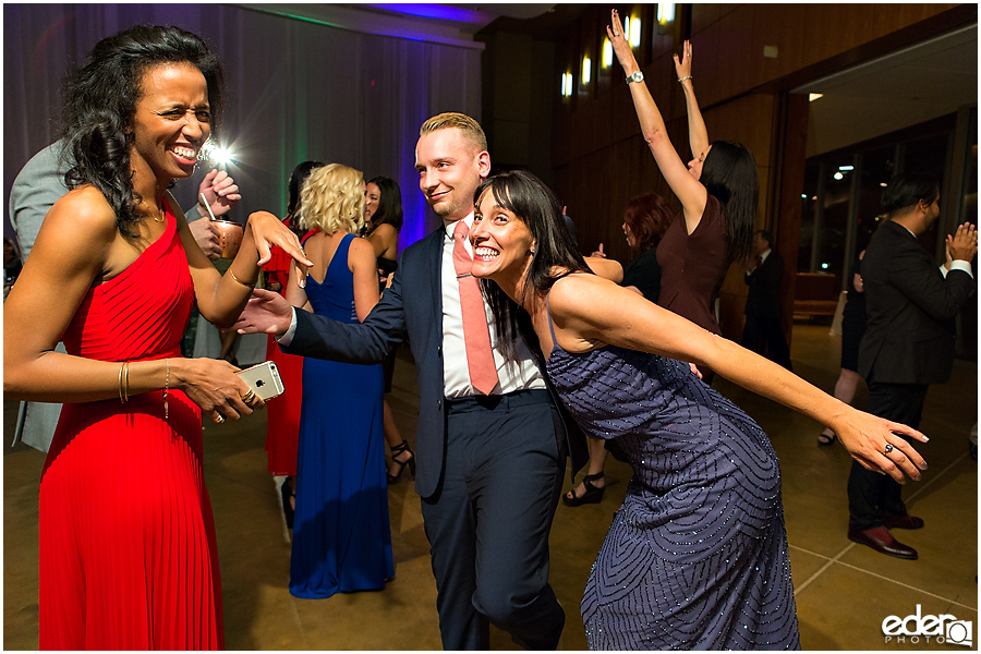 Dancing at Scripps Seaside Forum Wedding. 