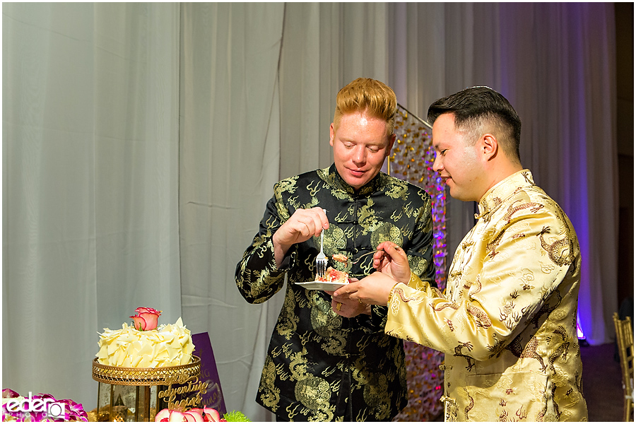 Cake Cutting at Scripps Seaside Forum Wedding.