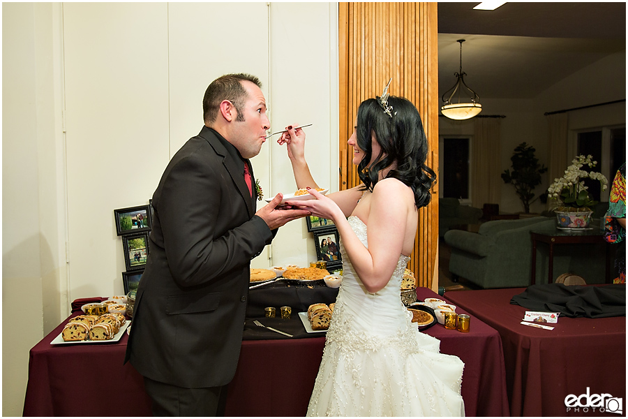 Pie cutting during wedding