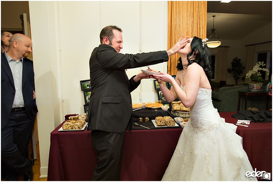 Pie cutting during wedding